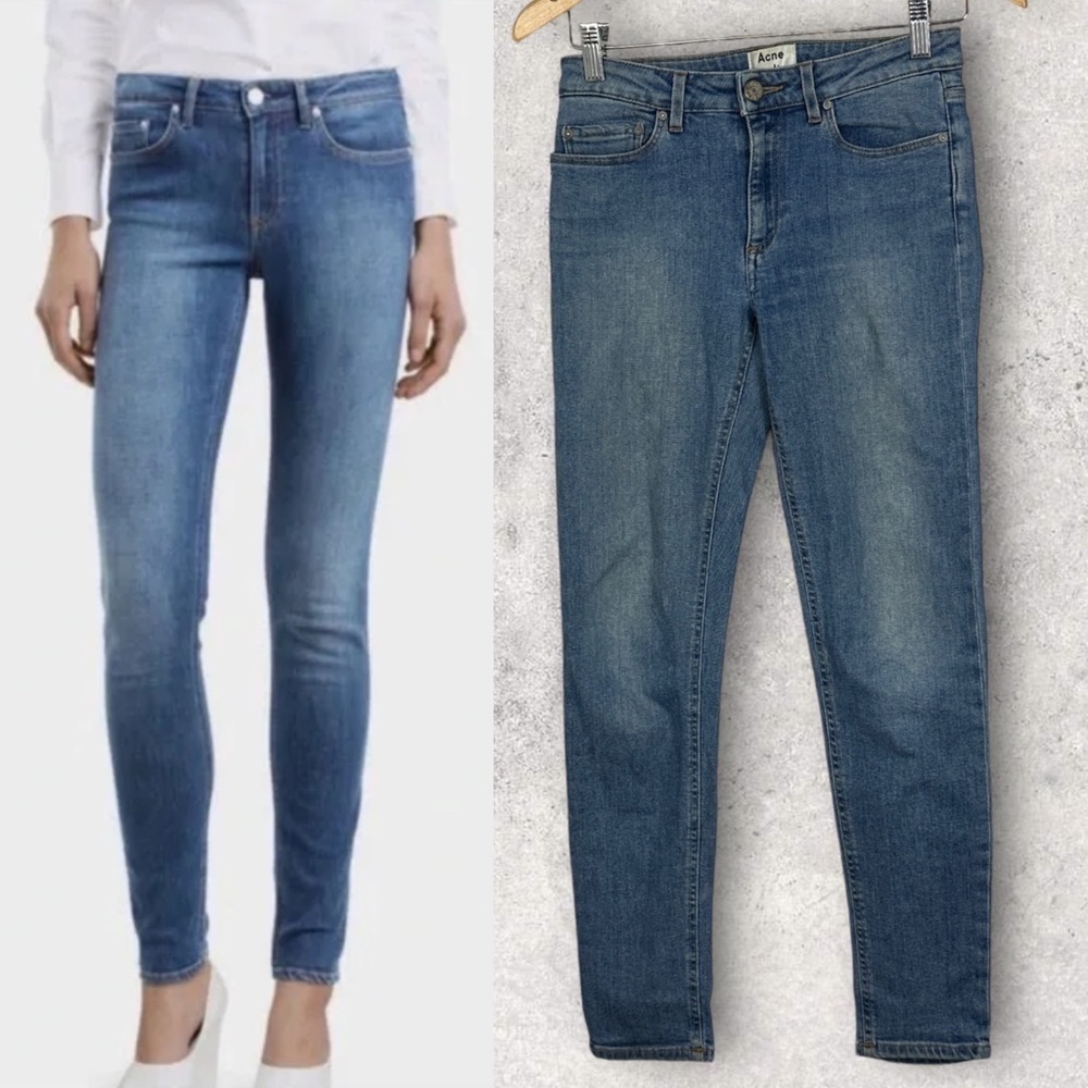 ACNE Studios Mid Rise Denim Blue Jeans Skinny Fit Stretch Medium Wash Casual 26